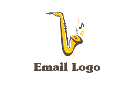 abstract saxophone with music notes logo
