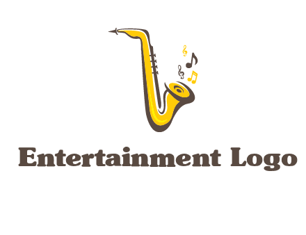 abstract saxophone with music notes logo