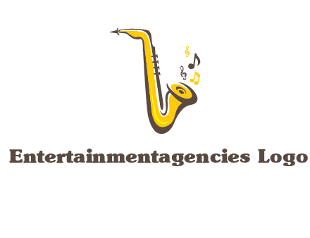 abstract saxophone with music notes logo