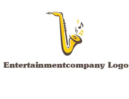 abstract saxophone with music notes logo