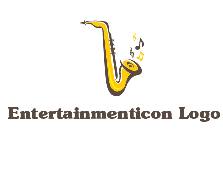 abstract saxophone with music notes logo