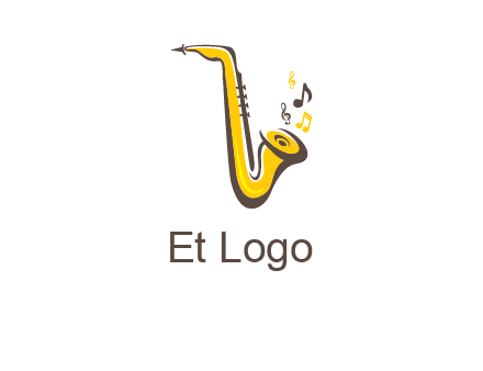 abstract saxophone with music notes logo