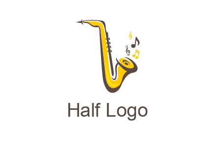 abstract saxophone with music notes logo