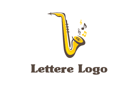 abstract saxophone with music notes logo