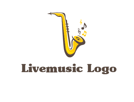 abstract saxophone with music notes logo