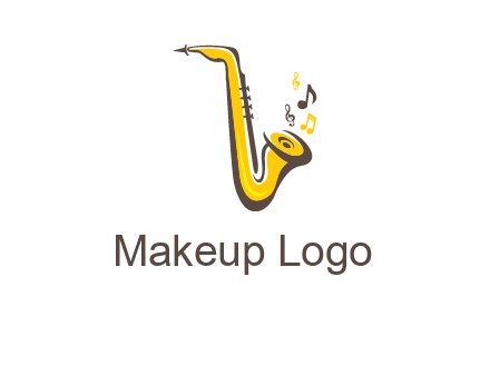 abstract saxophone with music notes logo