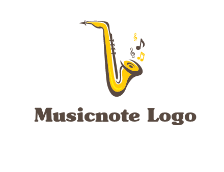 abstract saxophone with music notes logo