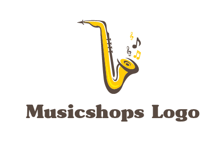 abstract saxophone with music notes logo