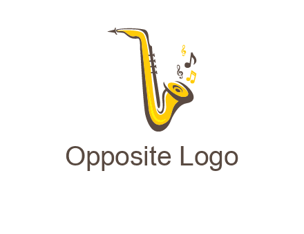 abstract saxophone with music notes logo