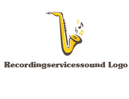 abstract saxophone with music notes logo