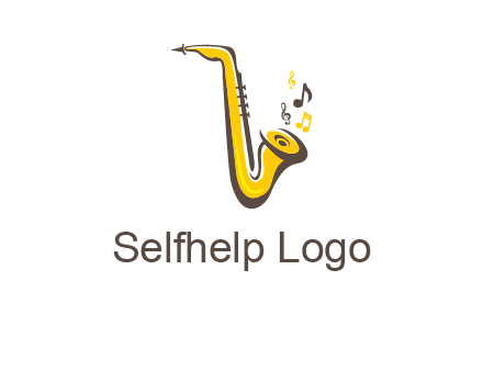abstract saxophone with music notes logo
