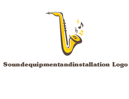 abstract saxophone with music notes logo