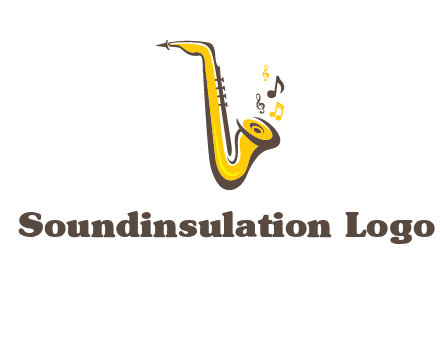 abstract saxophone with music notes logo