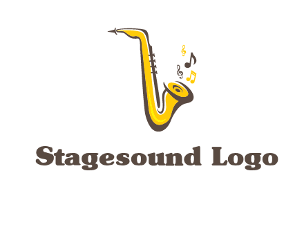 abstract saxophone with music notes logo