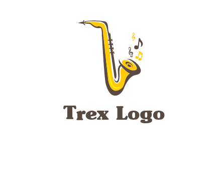 abstract saxophone with music notes logo