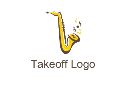 abstract saxophone with music notes logo
