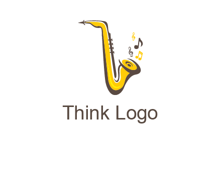 abstract saxophone with music notes logo
