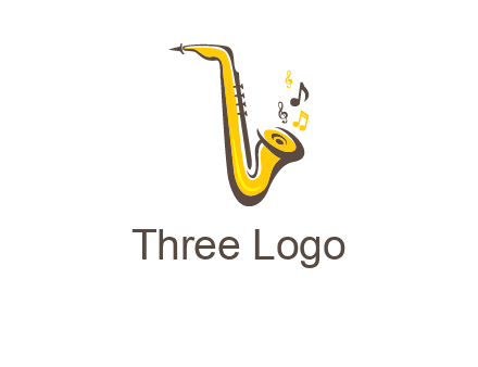 abstract saxophone with music notes logo