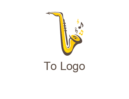 abstract saxophone with music notes logo