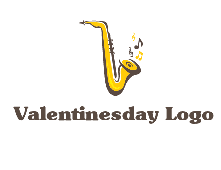 abstract saxophone with music notes logo