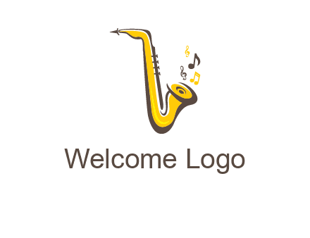 abstract saxophone with music notes logo
