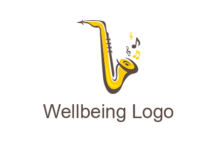 abstract saxophone with music notes logo