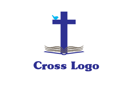 cross with abstract book and bird logo