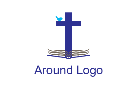 cross with abstract book and bird logo