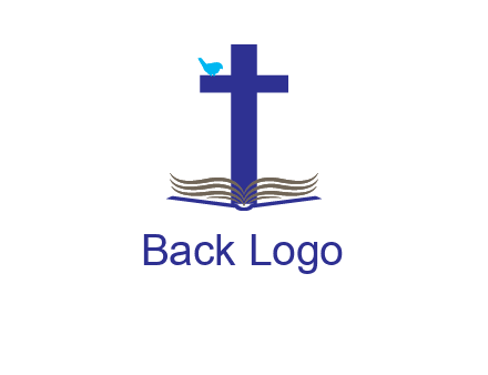 cross with abstract book and bird logo