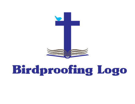 cross with abstract book and bird logo