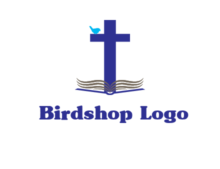 cross with abstract book and bird logo