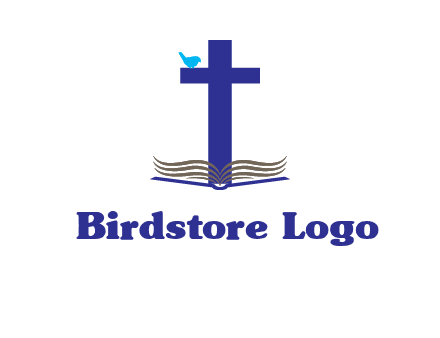 cross with abstract book and bird logo