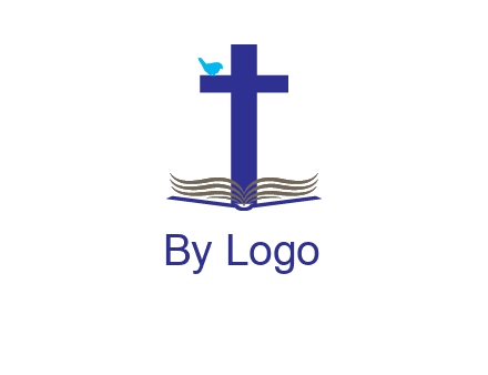 cross with abstract book and bird logo