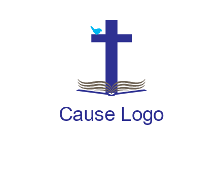 cross with abstract book and bird logo
