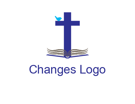 cross with abstract book and bird logo