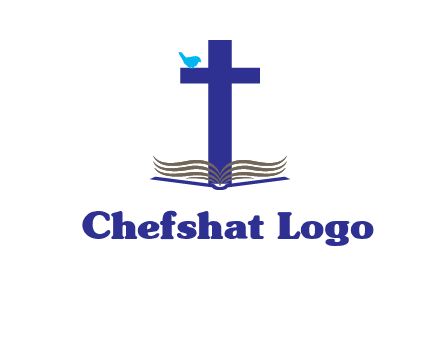 cross with abstract book and bird logo