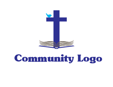 cross with abstract book and bird logo