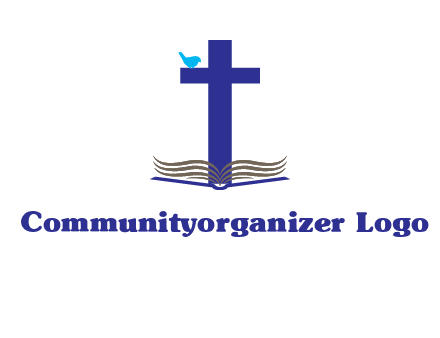cross with abstract book and bird logo