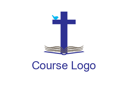 cross with abstract book and bird logo