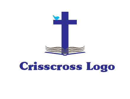 cross with abstract book and bird logo