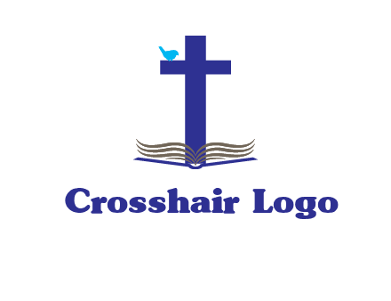 cross with abstract book and bird logo