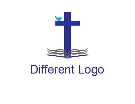 cross with abstract book and bird logo