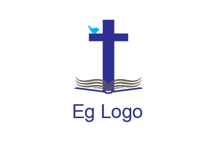 cross with abstract book and bird logo