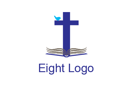 cross with abstract book and bird logo