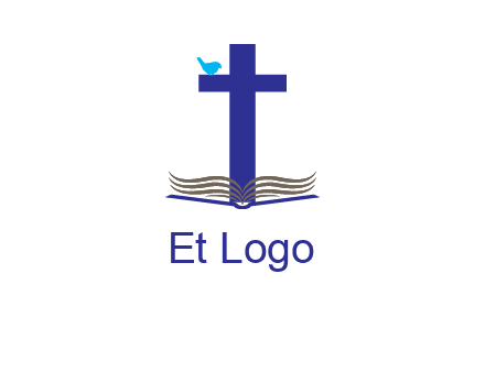 cross with abstract book and bird logo