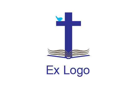 cross with abstract book and bird logo