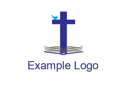 cross with abstract book and bird logo