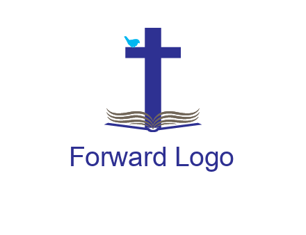 cross with abstract book and bird logo