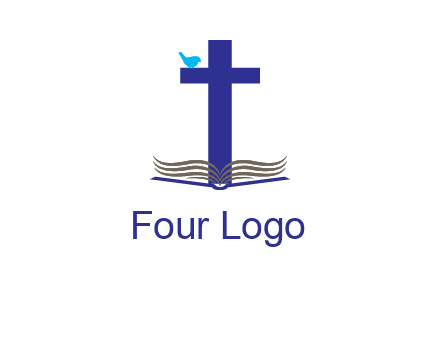 cross with abstract book and bird logo