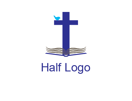 cross with abstract book and bird logo
